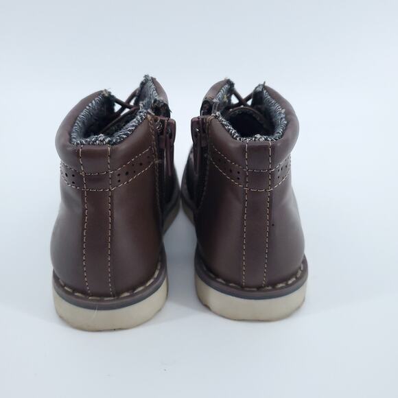 Cat & Jack Toddler High Top Dark Brown Boot Faux Leather Elastic Laces Toddler 8 - Picture 4 of 5